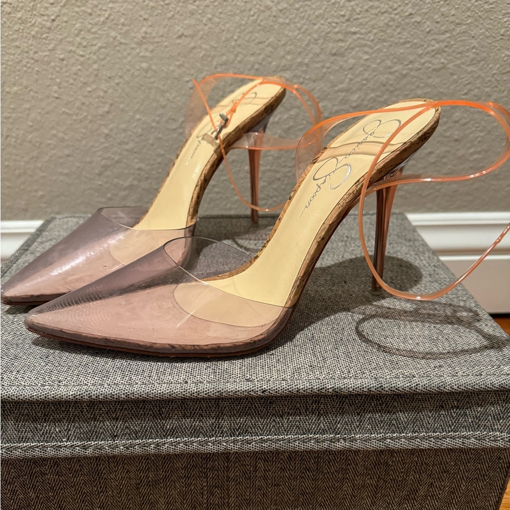 Jessica Simpson Pirrie Women’s Patent Ankle Wrap Pointed Toe Pumps, Purple Combo